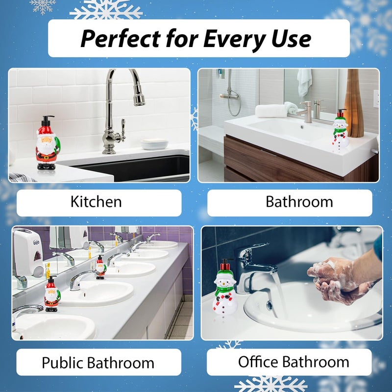 simple pleasures Snowman & Santa 2 Pack: Cranberry Orange Scented Decorative Refillable Soap Dispensers for Kitchen Countertops and Bathroom Sinks - Image 4